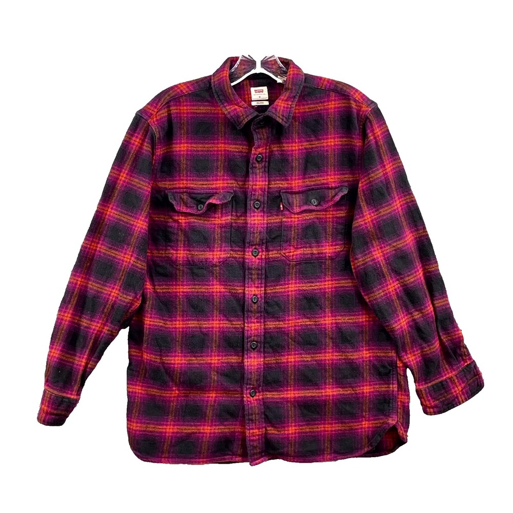 Levi's Western Shirt Mens Medium Purple Black Relaxed Fit Western Cowboy Rancher